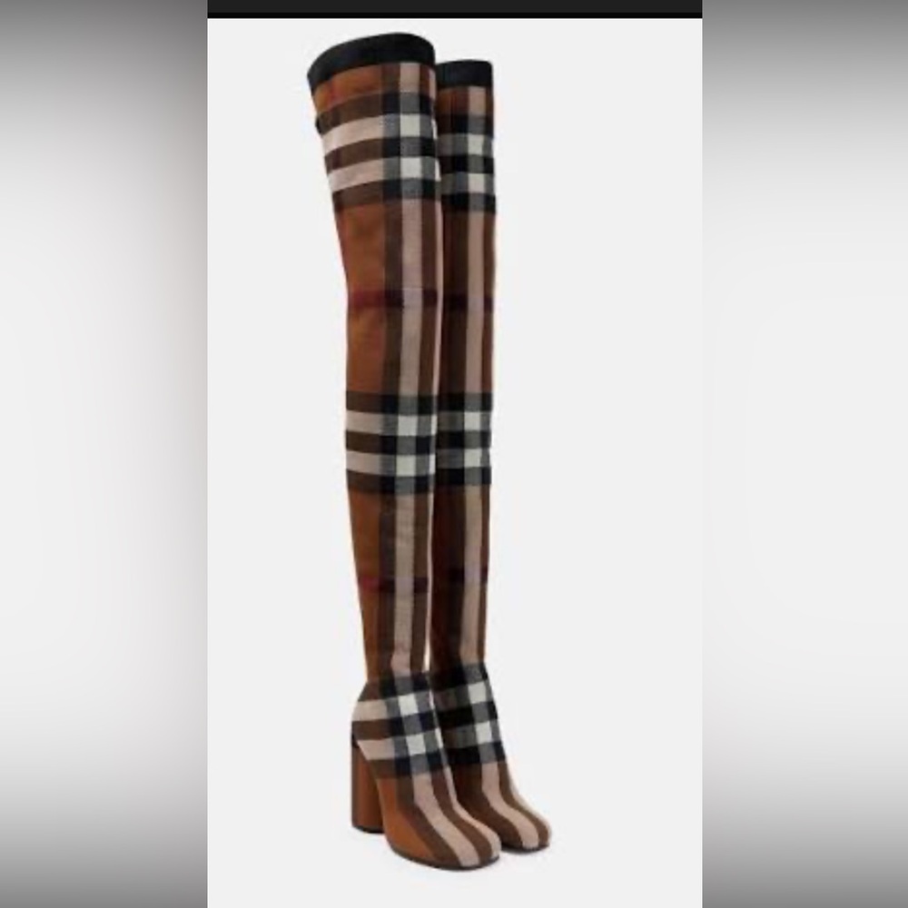BURBERRY Anita Knit Check Over-The-Knee Boots